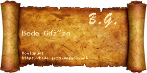 Bede Géza névjegykártya