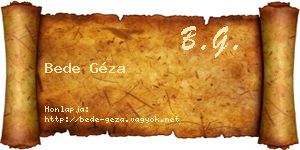 Bede Géza névjegykártya